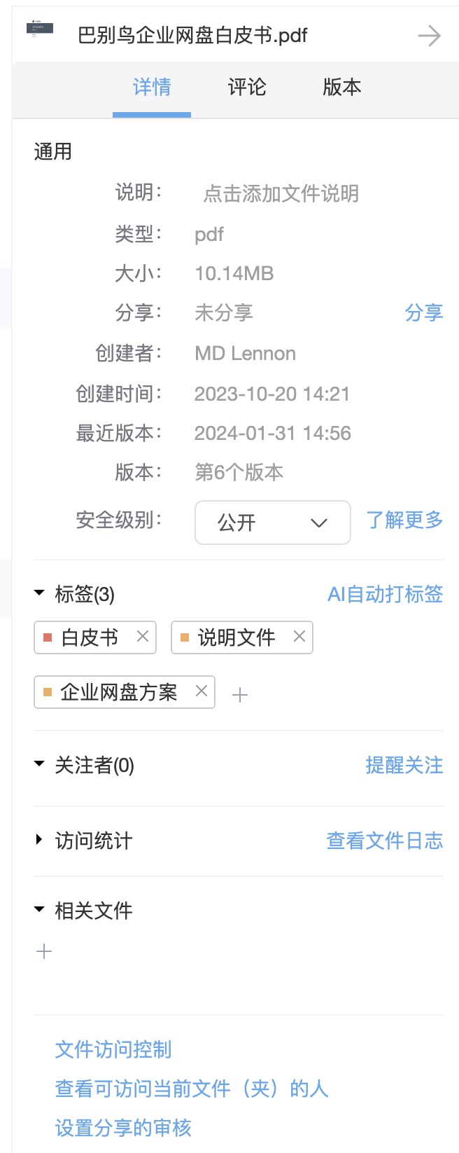 文件详情面板